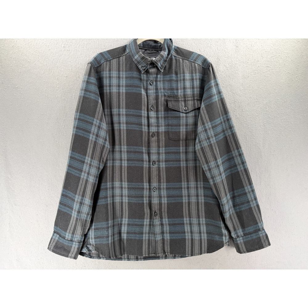 North Face Flannel Shirt Mens M‎ Gray Blue Lightweight Outdoor Hiking Gorpcore